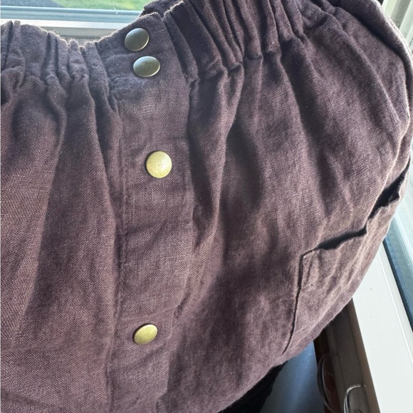 notPERFECTLINEN Dark Brown Midi Skirt with Buttons - Picture 2 of 3